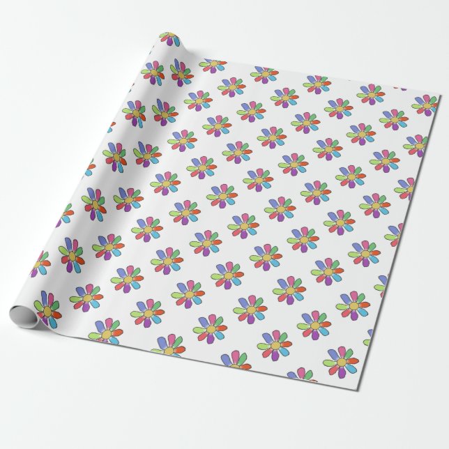Färgrik blomma på någon färg presentpapper (Utrullad)
