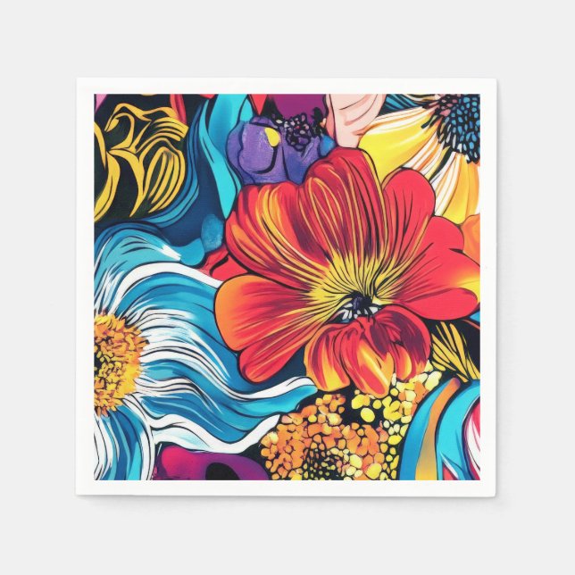 Färgrik Blomma Pappersservett (Framsidan)