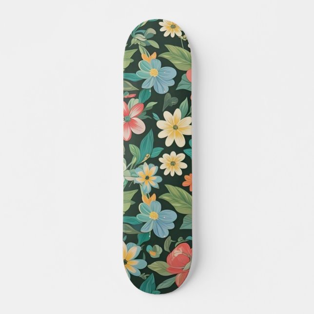 Färgrik Blomma/Vår  Mini Skateboard Bräda 18,5 Cm (Framsida)