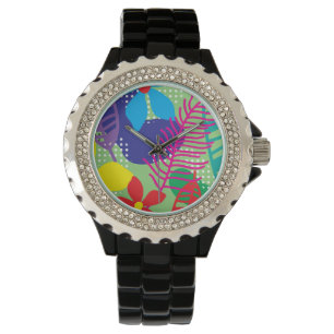 Färgrik blommabakgrund armbandsur