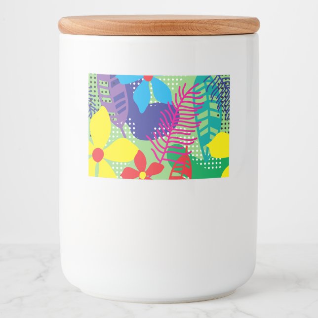 Färgrik blommabakgrund mat etiketter (Framsida)