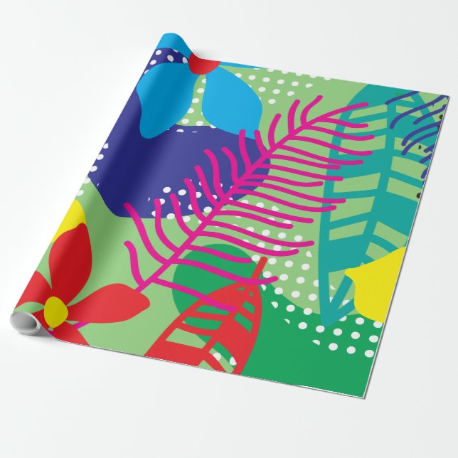 Färgrik blommabakgrund presentpapper (Utrullad)