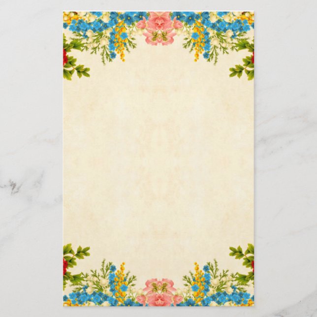 Färgrik blommagräns brevpapper (Framsida)
