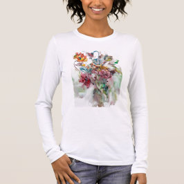 Färgrik blommamålning på långärmadskjortan tee shirt
