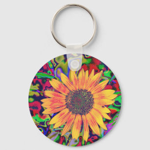 Färgrik blommar Keychain Nyckelring