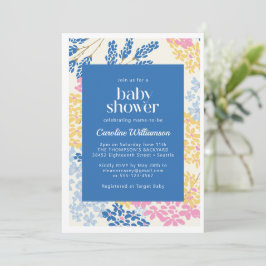 Färgrik Blommig Blå Baby Shower Vårfest Inbjudningar