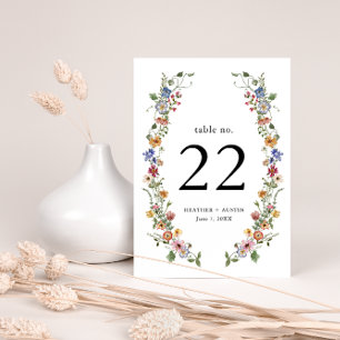 Färgrik Blommig Bordskortnummer