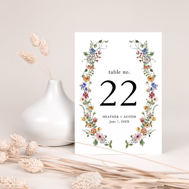 Färgrik Blommig Bordskortnummer (Colorful Wildflower Wedding Invitation and Gifts Collection by Painted Paperie
)