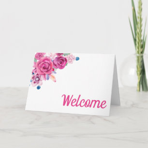 Färgrik Blommig Design Välkommen Tack Kort