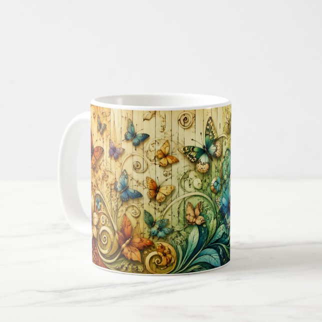 Färgrik blommig fantasikonst mugg | Whimsical natu (Framsida vänster)