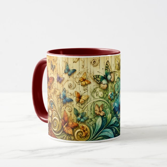 Färgrik blommig fantasikonst mugg | Whimsisk natur (Framsida vänster)