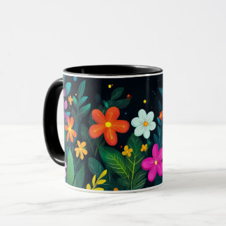 Färgrik Blommig, Ljus Livlig Folklig Söt Mugg