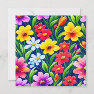 Färgrik blommig mönster inbjudningar