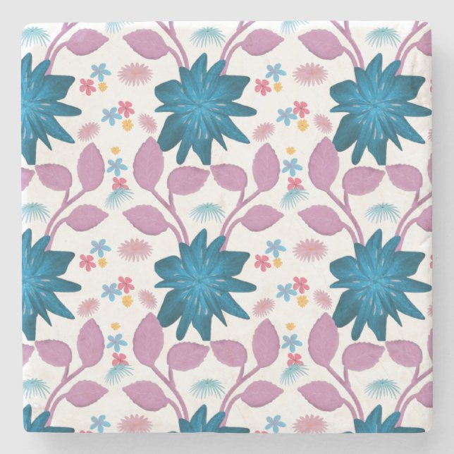 Färgrik blommig mönster stenunderlägg (Framsidan)