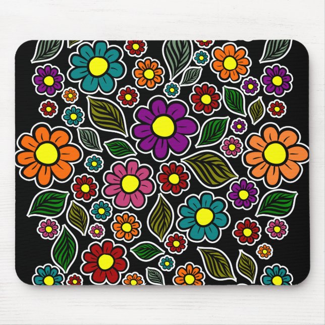 Färgrik Blommig Naturmönster Musmatta (Framsidan)