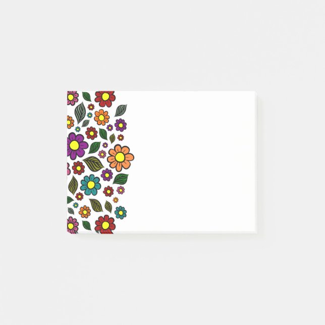 Färgrik Blommig Naturmönster Post-it Block (Framsida)