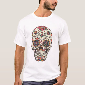 Färgrik blommig sockerkalle dekal t shirt