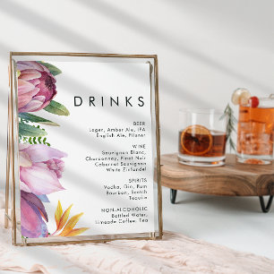 Färgrik Blommig Tropisk Bröllopsdrycksskylt Poster