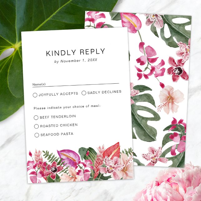 Färgrik Blommig Tropisk OSA Kort (Colorful Floral Tropical RSVP Card by Painted Paperie
)