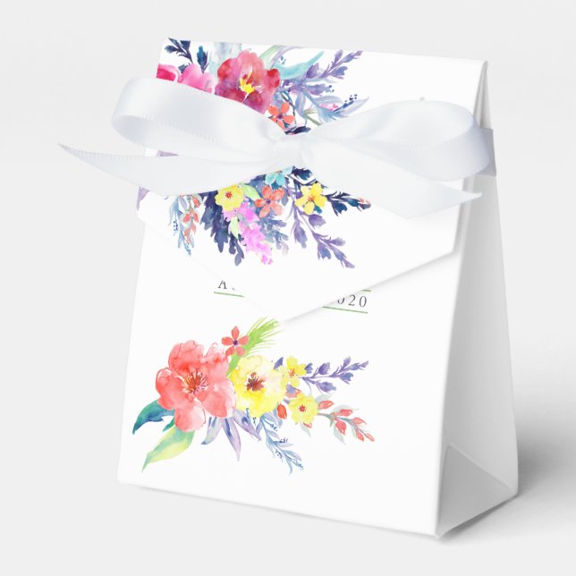 Färgrik Blommig Vattenfärg Bebis Shower Presentaskar (Framsidan Sidan)