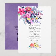 Färgrik Blommig Vattenfärg QR-kod RSVP Bröllop