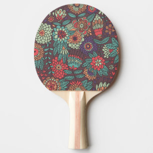 Färgrik blommönster i tecknadstil pingisracket