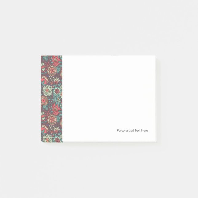 Färgrik blommönster i tecknadstil post-it block (Framsida)