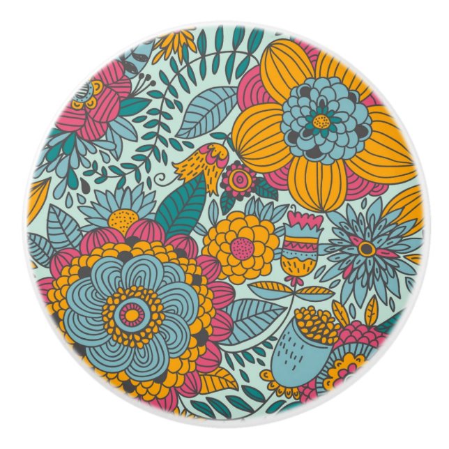 Färgrik blommönster knopp (Framsidan)