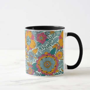 Färgrik blommönster mugg