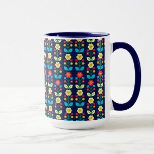 Färgrik blommönster mugg