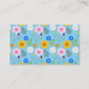 Färgrik blommönster på Blue. Visitkort