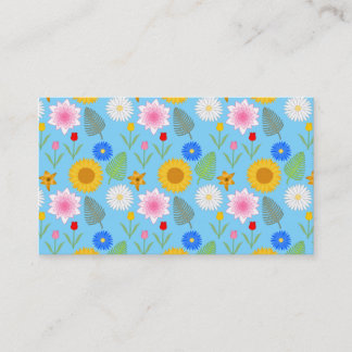 Färgrik blommönster på Blue. Visitkort