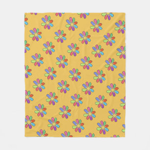 Färgrik blommönster på någon färg fleecefilt