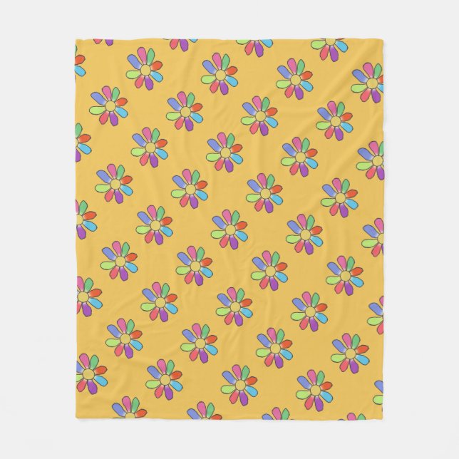 Färgrik blommönster på någon färg fleecefilt (Framsidan)