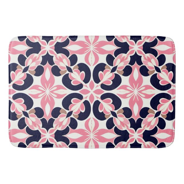 Färgrik blomster abstrakt mönster badrumsmatta (Framsidan)