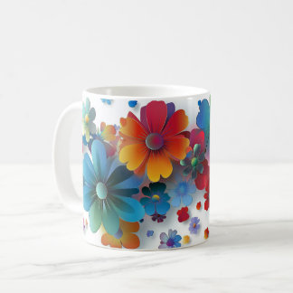 Färgrik blomster, Ljus mönster livlig folkblomma Kaffemugg