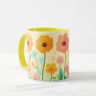 Färgrik blomster, Ljus mönster livlig folkblomma Mugg