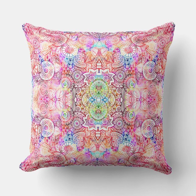 Färgrik blomster Mandala-mönster Kudde (Framsida)