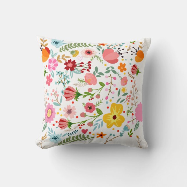 Färgrik blomster Mönster Kudd Kudde (Framsida)