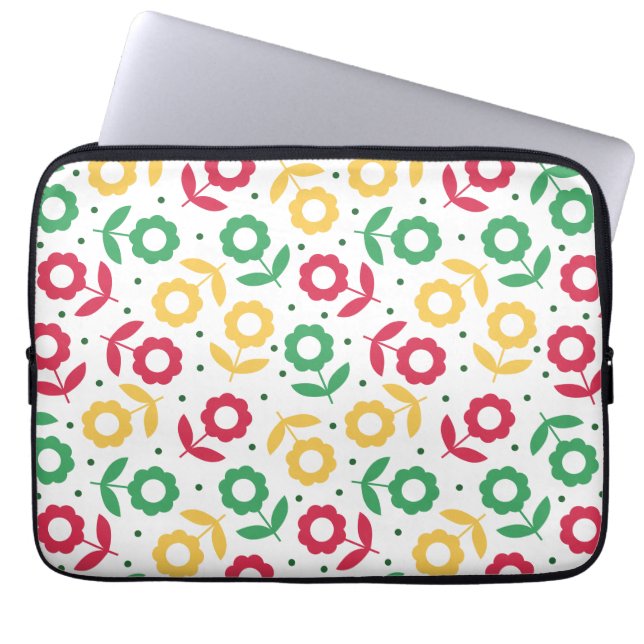 Färgrik blomster Mönster Retro blommig Laptop Fodral (Framsidan)