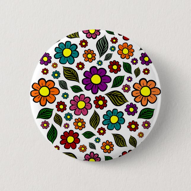 Färgrik blomster natur mönster knapp (Framsida)