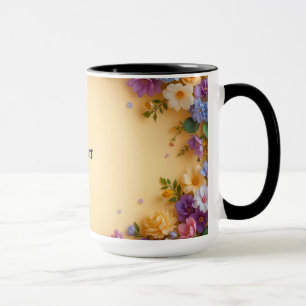 Färgrik blomster ram mugg