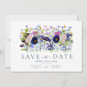 Färgrik blomsterakvarell bröllop spara datumet