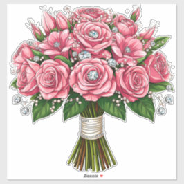 Färgrik blomsterbrudbouquet klistermärken