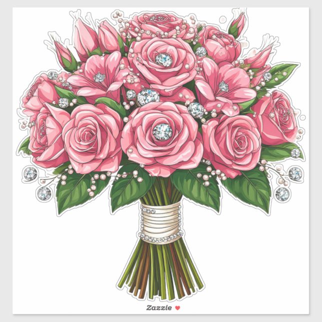 Färgrik blomsterbrudbouquet klistermärken (Ark)