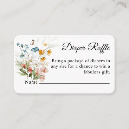Färgrik blomsterbukett blöjor lotteri baby shower tilläggskort