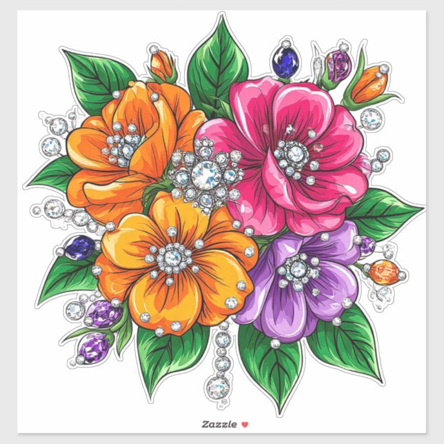 Färgrik blomsterbukett klistermärken (Ark)
