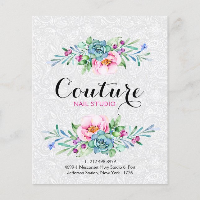 Färgrik blomsterbukett meny lista (Baksidan)