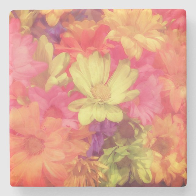 Färgrik blomsterbukett sandstensunderlägg stenunderlägg (Framsidan)