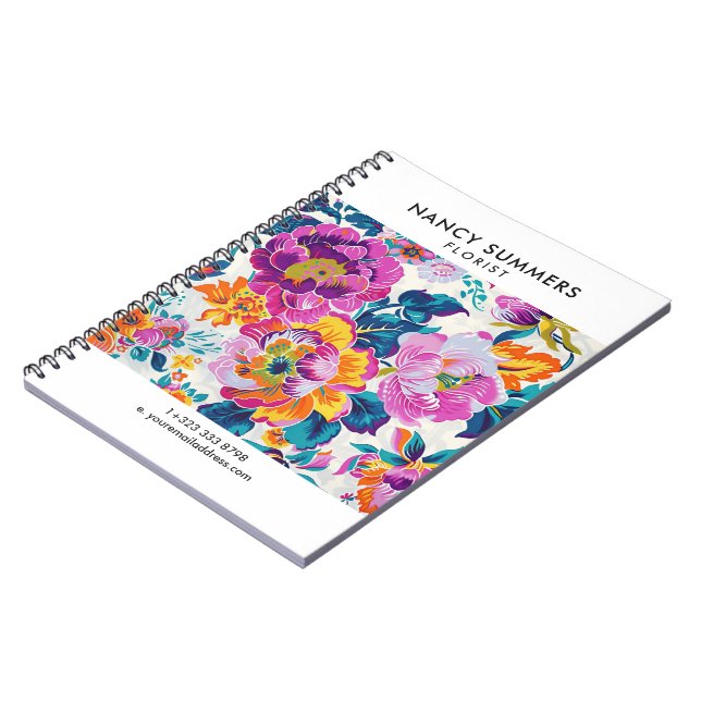 Färgrik blomsterdesign anteckningsbok (Vänstra Sidan)